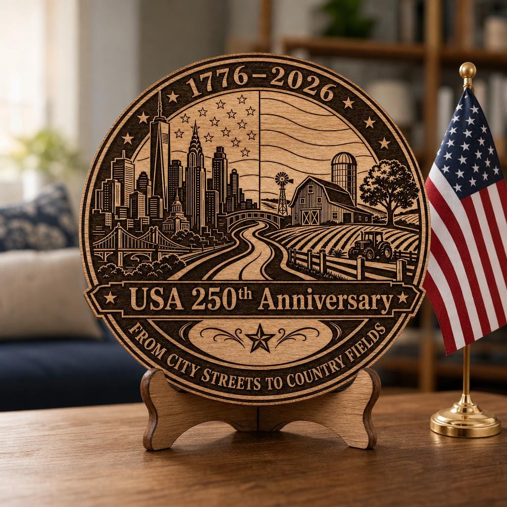 USA 250 Anniversary Patriotic Bundle, Laser Engraving Wood Design, E Pluribus Unum