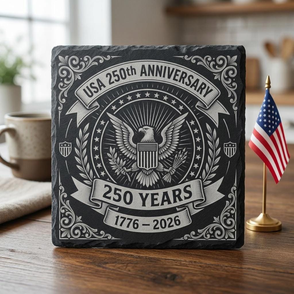 Juego de PNG de posavasos de pizarra patrióticos del 250 aniversario de EE. UU., paquete de 10 diseños para grabado láser - Imagen 2