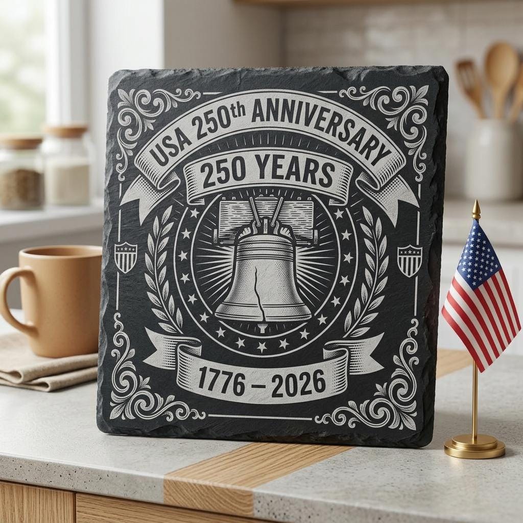 Juego de PNG de posavasos de pizarra patrióticos del 250 aniversario de EE. UU., paquete de 10 diseños para grabado láser - Imagen 3