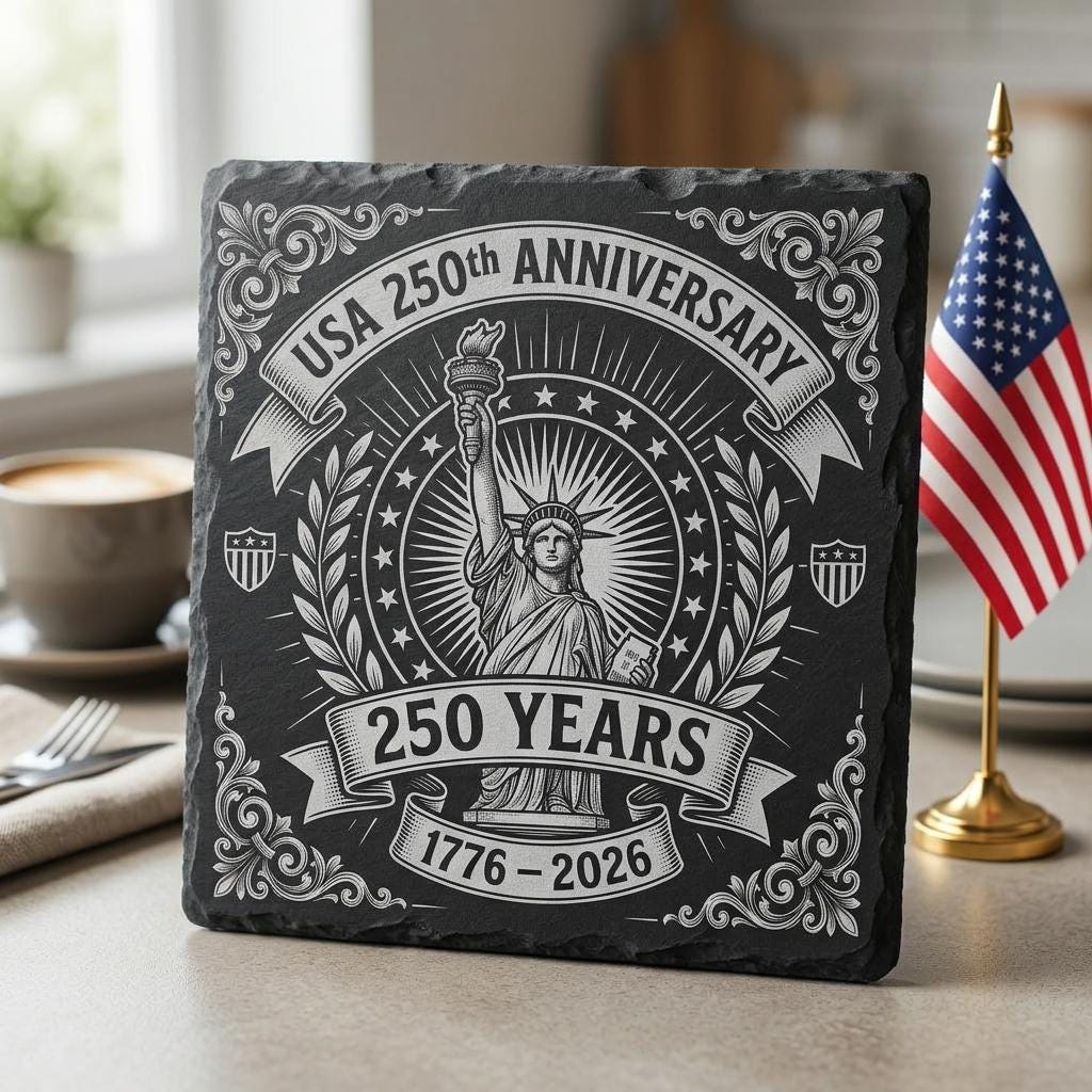 Juego de PNG de posavasos de pizarra patrióticos del 250 aniversario de EE. UU., paquete de 10 diseños para grabado láser - Imagen 6
