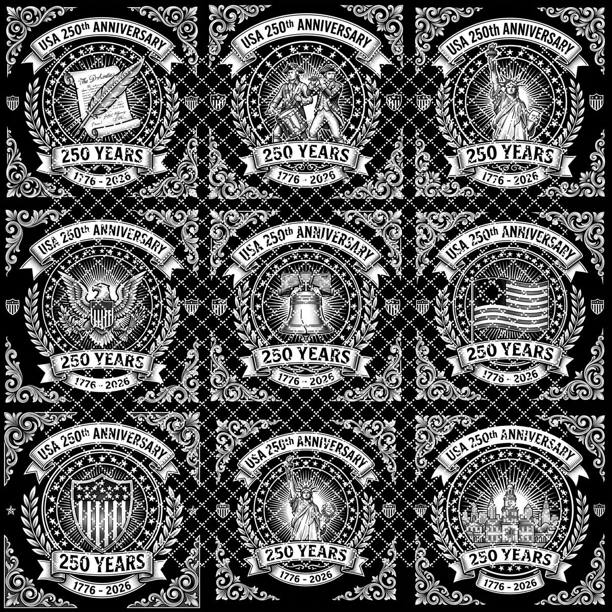 Conception de gravure pour le 250e anniversaire des États-Unis, lot de sous-verres en ardoise patriotique – Image 10