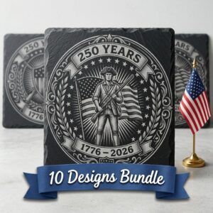 USA 250th Anniversary Engraving Files, Patriotic Slate Coaster Emblem Bundle
