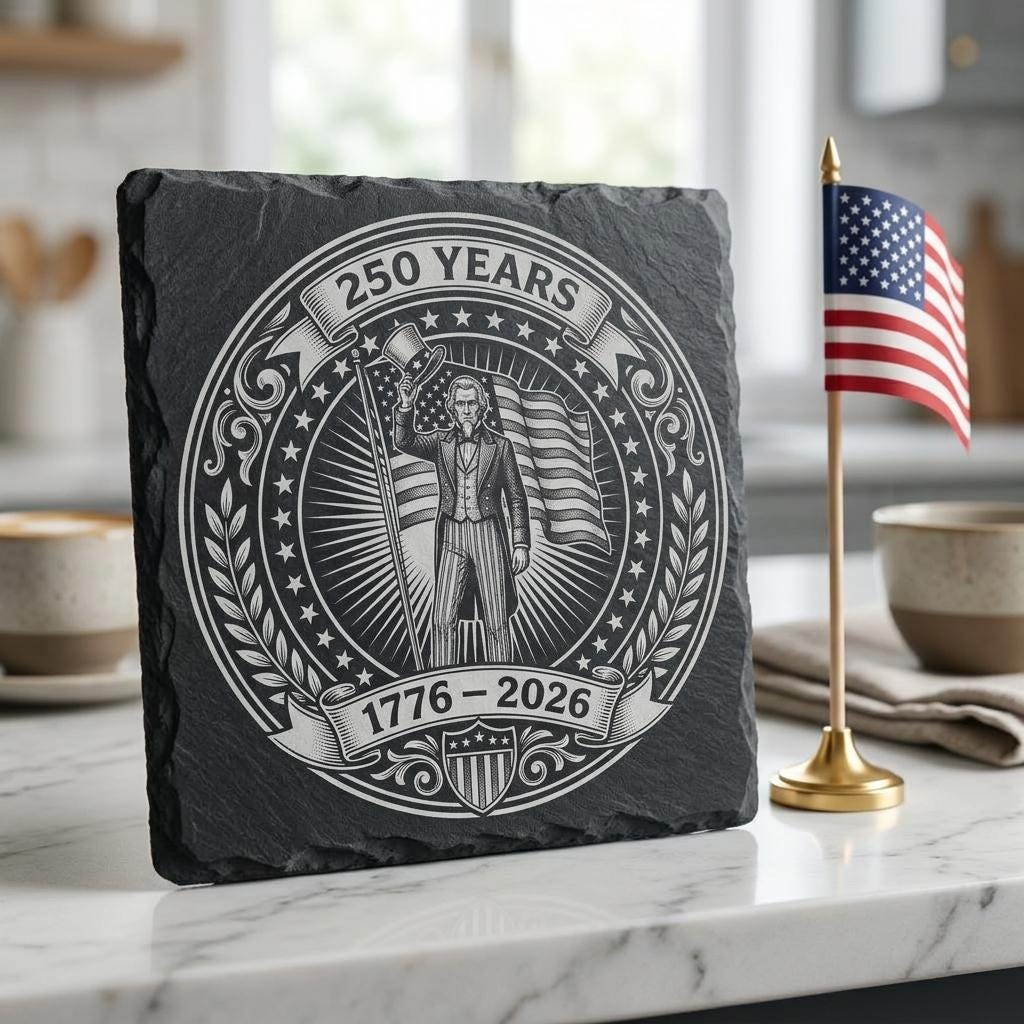 Fichiers de gravure pour le 250e anniversaire des États-Unis, lot d’emblèmes patriotiques pour dessous de verre en ardoise – Image 6