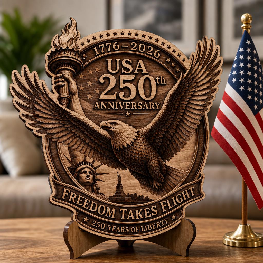 Lot de gravure laser pour le 250e anniversaire des États-Unis, panneaux en bois 3D avec aigle patriotique – Image 2