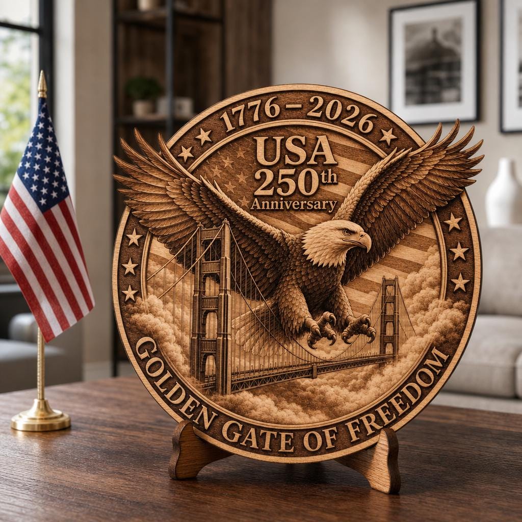 Lot de gravure laser pour le 250e anniversaire des États-Unis, panneaux en bois 3D avec aigle patriotique – Image 3