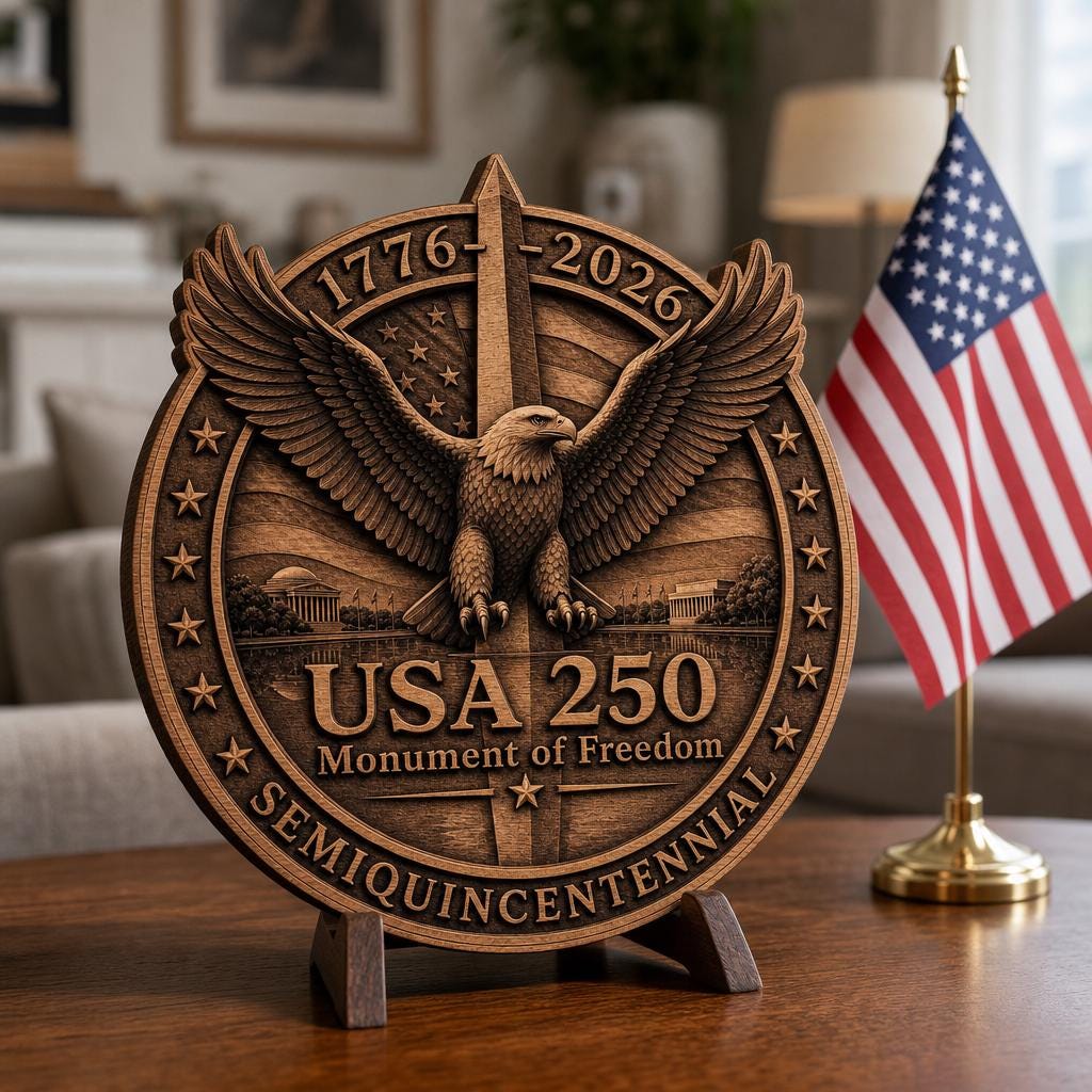Lot de gravure laser pour le 250e anniversaire des États-Unis, panneaux en bois 3D avec aigle patriotique – Image 4