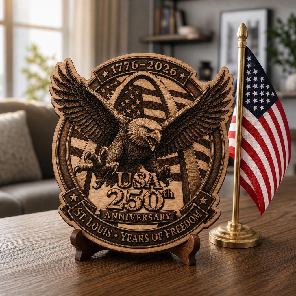 Lot de gravure laser pour le 250e anniversaire des États-Unis, panneaux en bois 3D avec aigle patriotique – Image 7