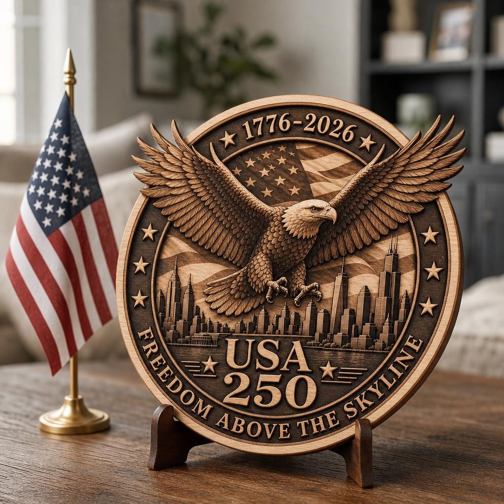 Lot de gravure laser pour le 250e anniversaire des États-Unis, panneaux en bois 3D avec aigle patriotique – Image 8