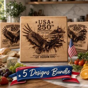 USA 250th Anniversary Laser Engraving File, Patriotic Eagle 3D Board PNG Design
