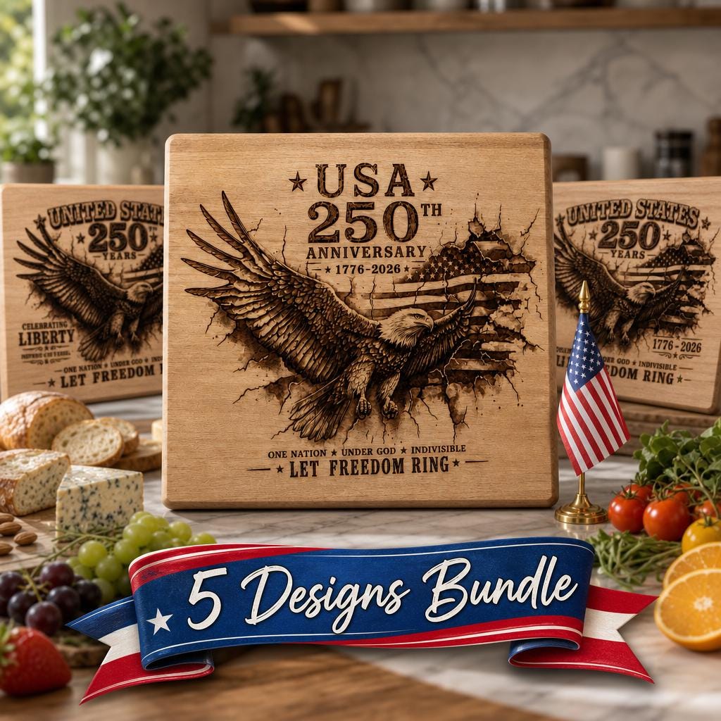 USA 250th Anniversary Laser Engraving File, Patriotic Eagle 3D Board PNG Design