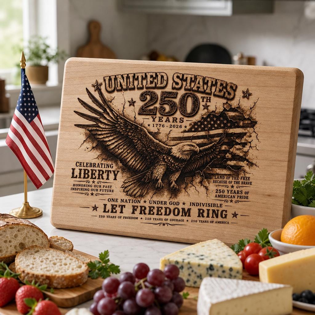 USA 250th Anniversary Laser Engraving File, Patriotic Eagle 3D Board PNG Design