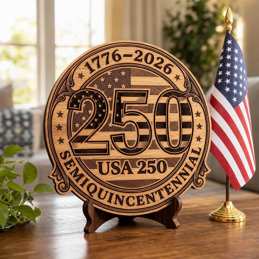Fichier de gravure laser du 250e anniversaire des États-Unis, lot de panneaux en bois patriotiques, motifs 1776 – Image 2