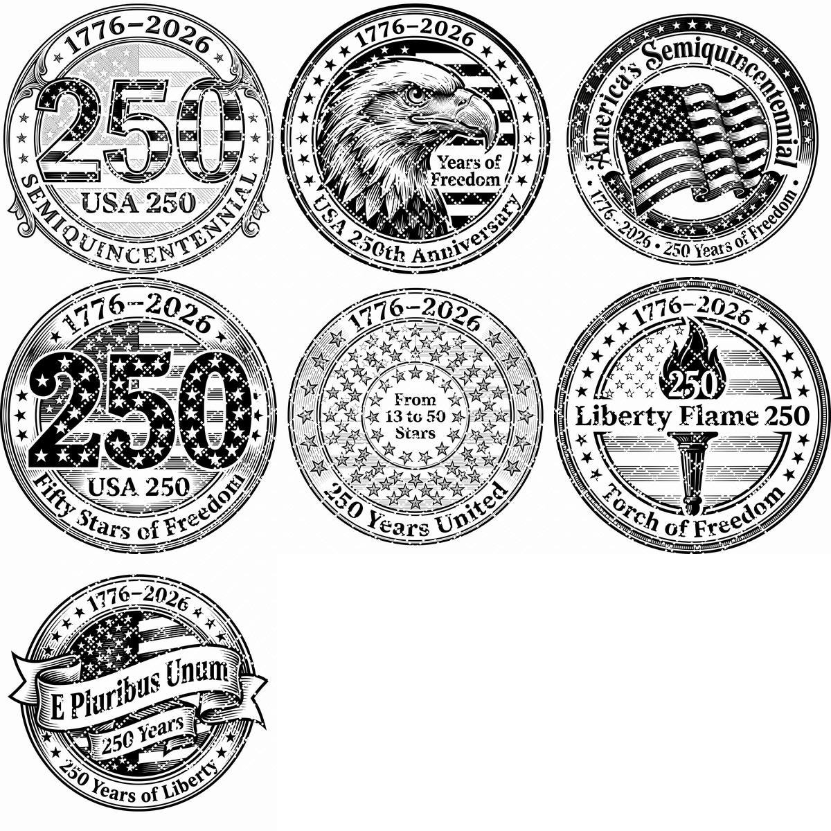 Fichier de gravure laser du 250e anniversaire des États-Unis, lot de panneaux en bois patriotiques, motifs 1776 – Image 9