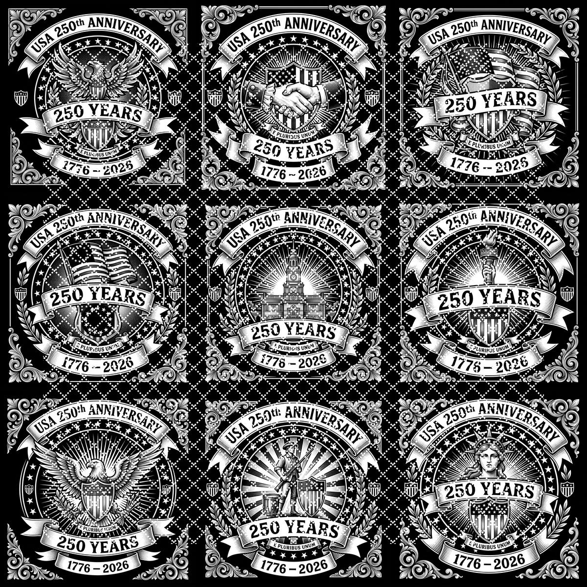 Fichiers de gravure laser pour le 250e anniversaire des États-Unis, ensemble 9 de motifs patriotiques de sous-verres en ardoise – Image 10