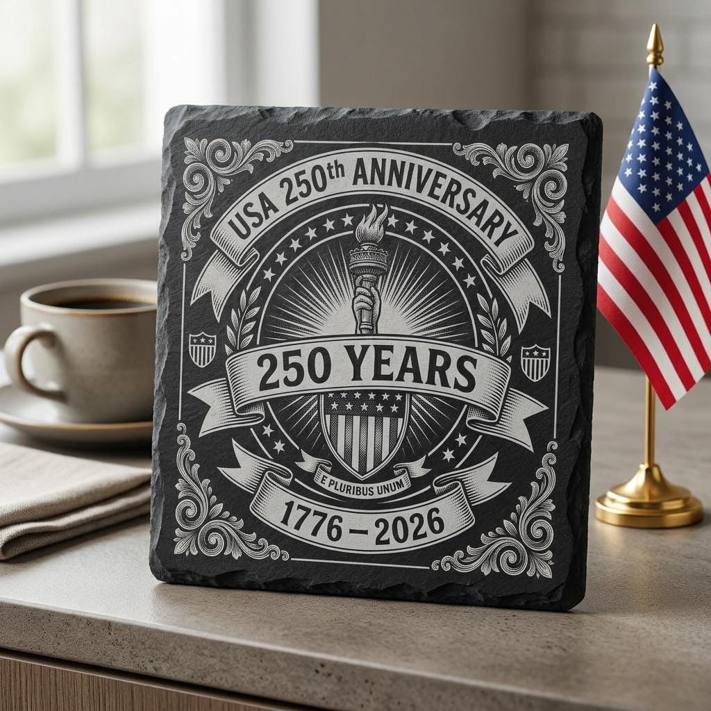 Fichiers de gravure laser pour le 250e anniversaire des États-Unis, ensemble 9 de motifs patriotiques de sous-verres en ardoise – Image 3
