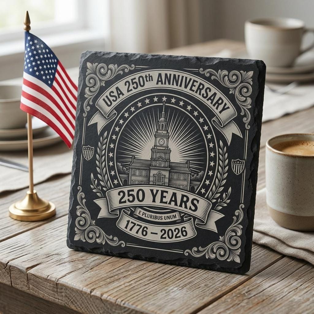 Fichiers de gravure laser pour le 250e anniversaire des États-Unis, ensemble 9 de motifs patriotiques de sous-verres en ardoise – Image 4