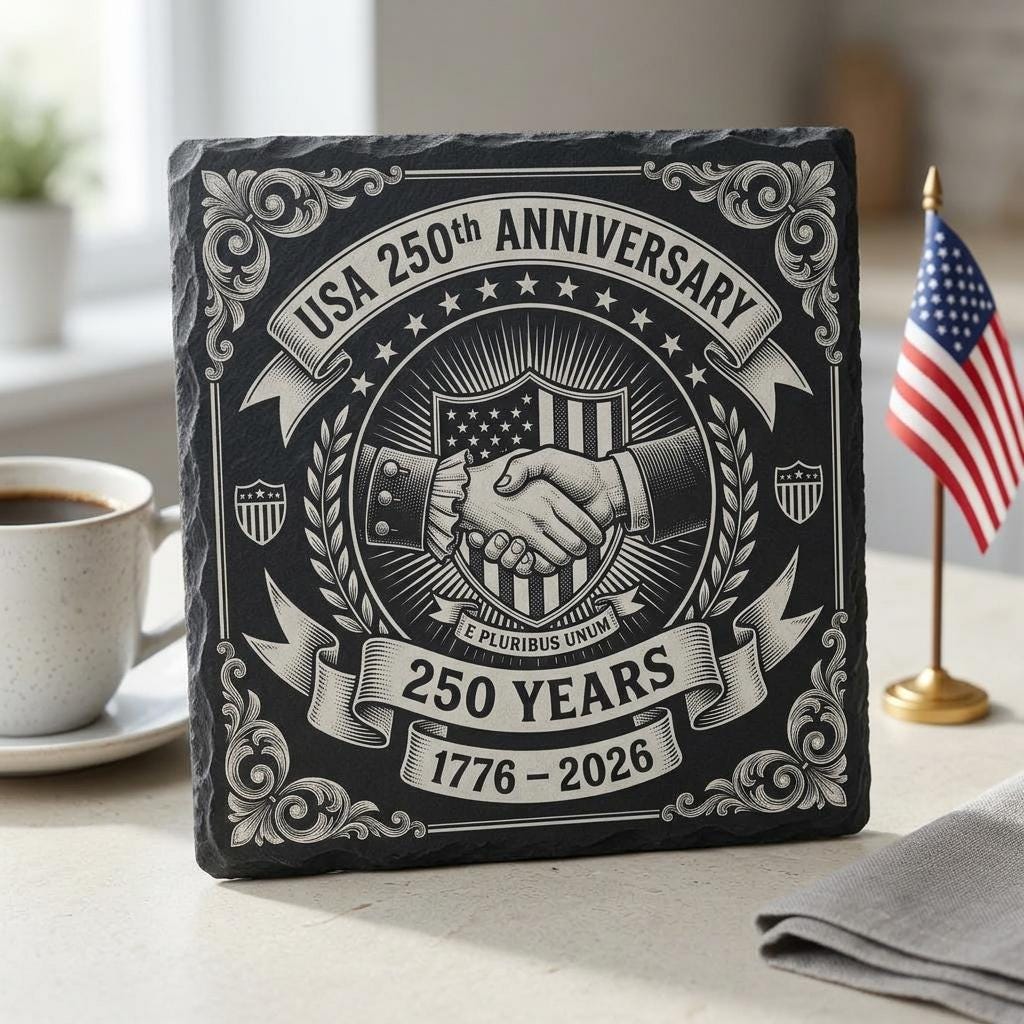 Fichiers de gravure laser pour le 250e anniversaire des États-Unis, ensemble 9 de motifs patriotiques de sous-verres en ardoise – Image 8