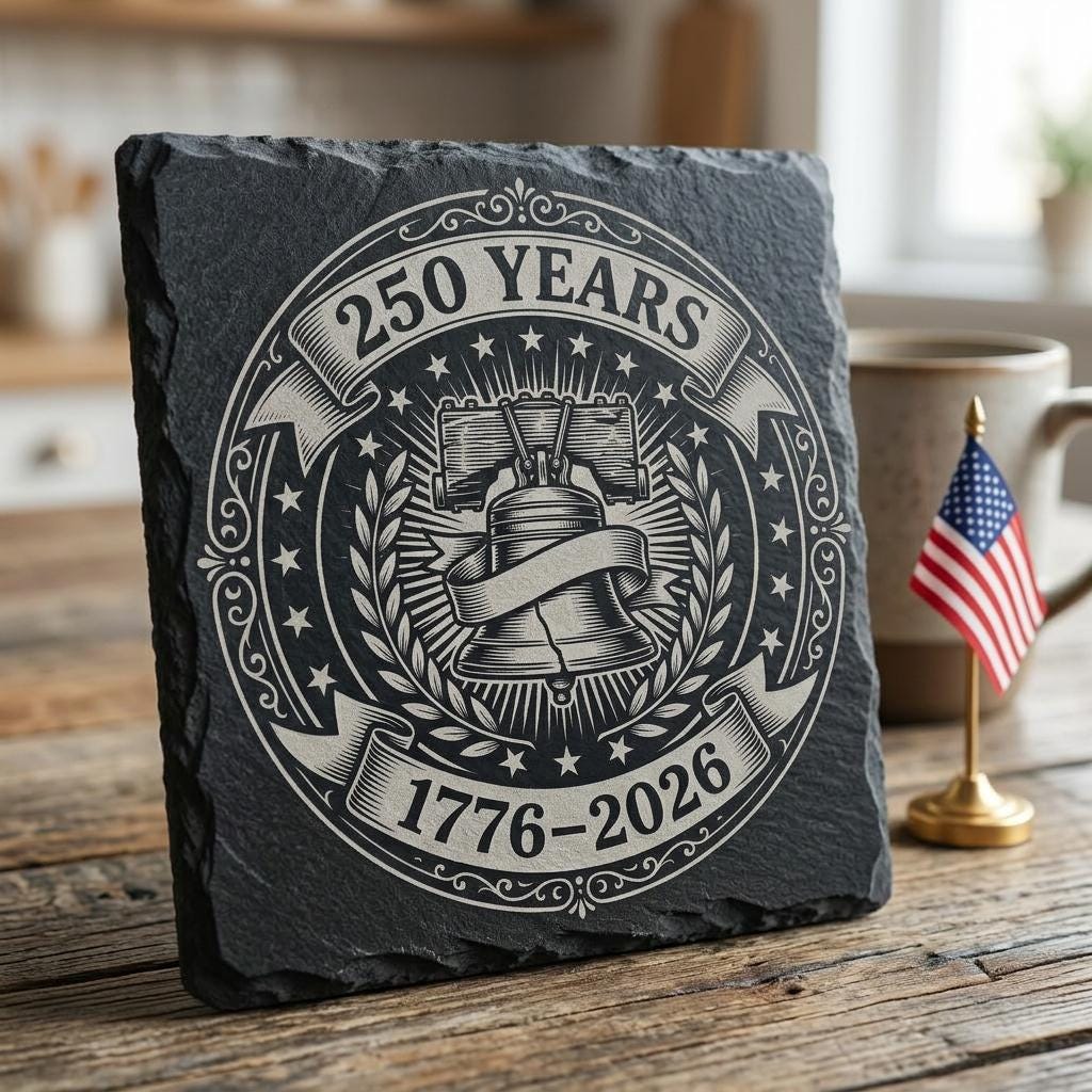 Gravure laser du 250e anniversaire des États-Unis, design patriotique de sous-verre en ardoise, 4 juillet – Image 2