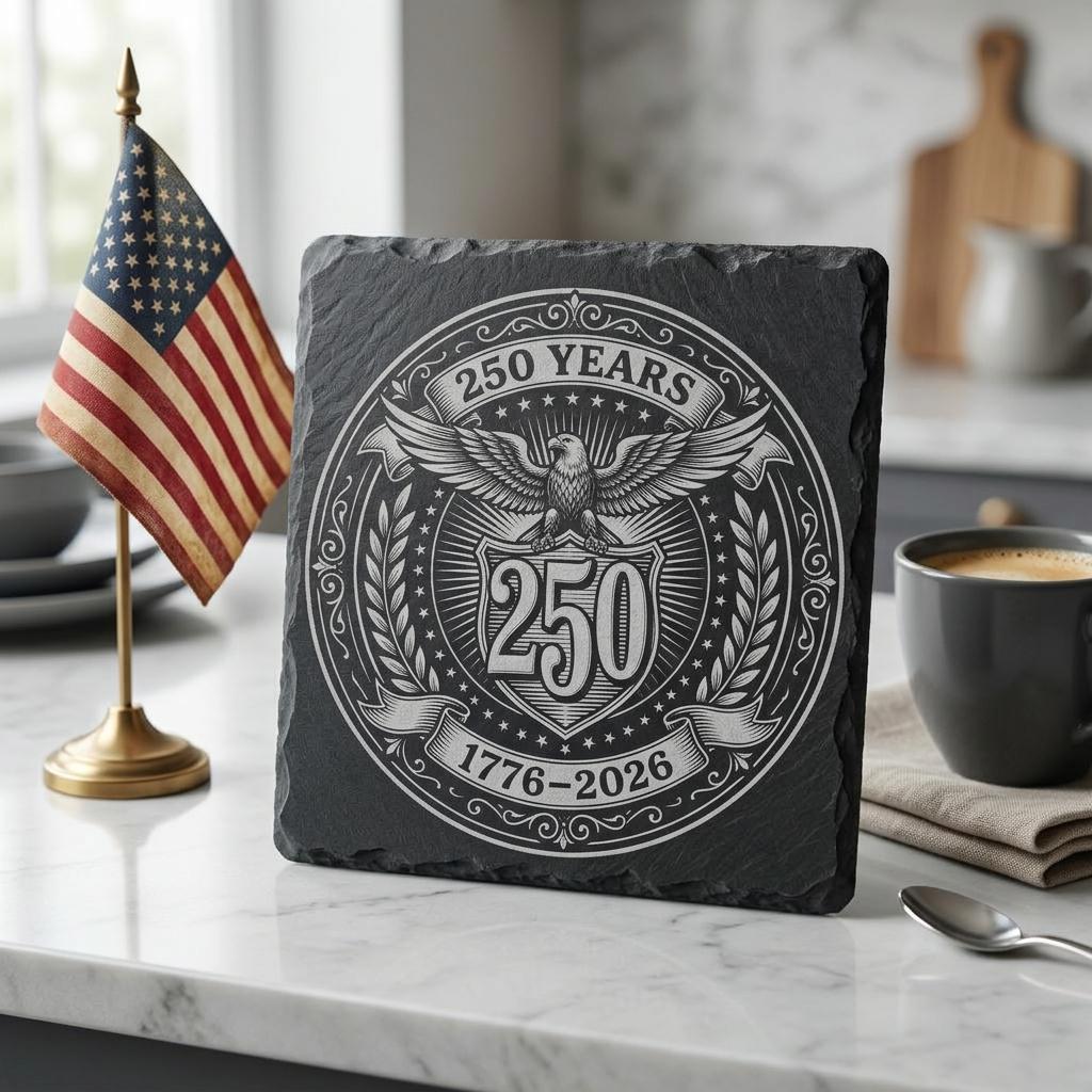 Gravure laser du 250e anniversaire des États-Unis, design patriotique de sous-verre en ardoise, 4 juillet – Image 3