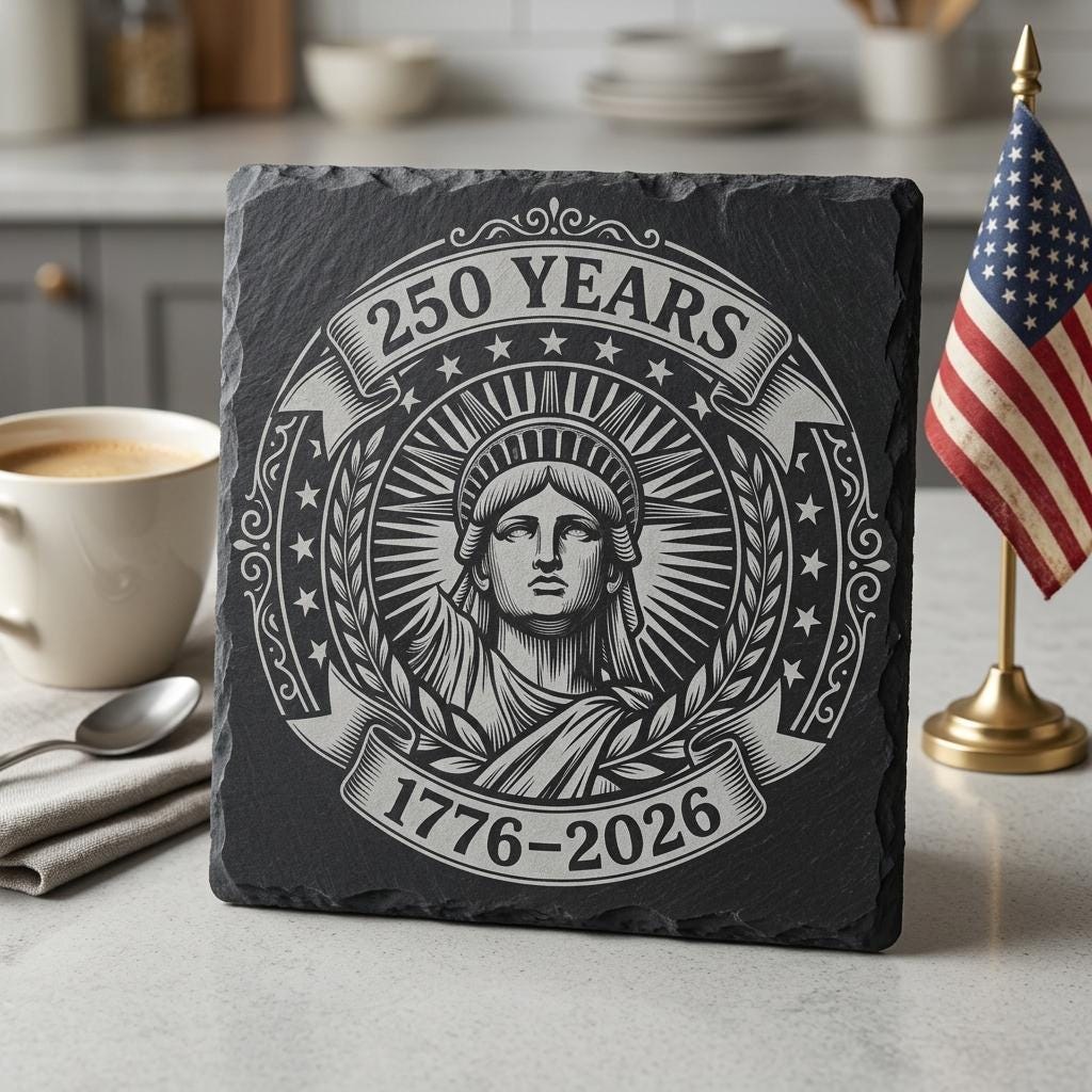Gravure laser du 250e anniversaire des États-Unis, design patriotique de sous-verre en ardoise, 4 juillet – Image 4