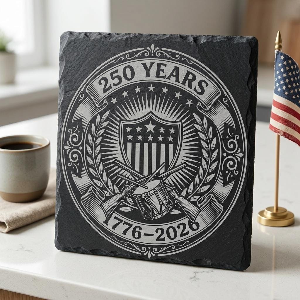 Gravure laser du 250e anniversaire des États-Unis, design patriotique de sous-verre en ardoise, 4 juillet – Image 5