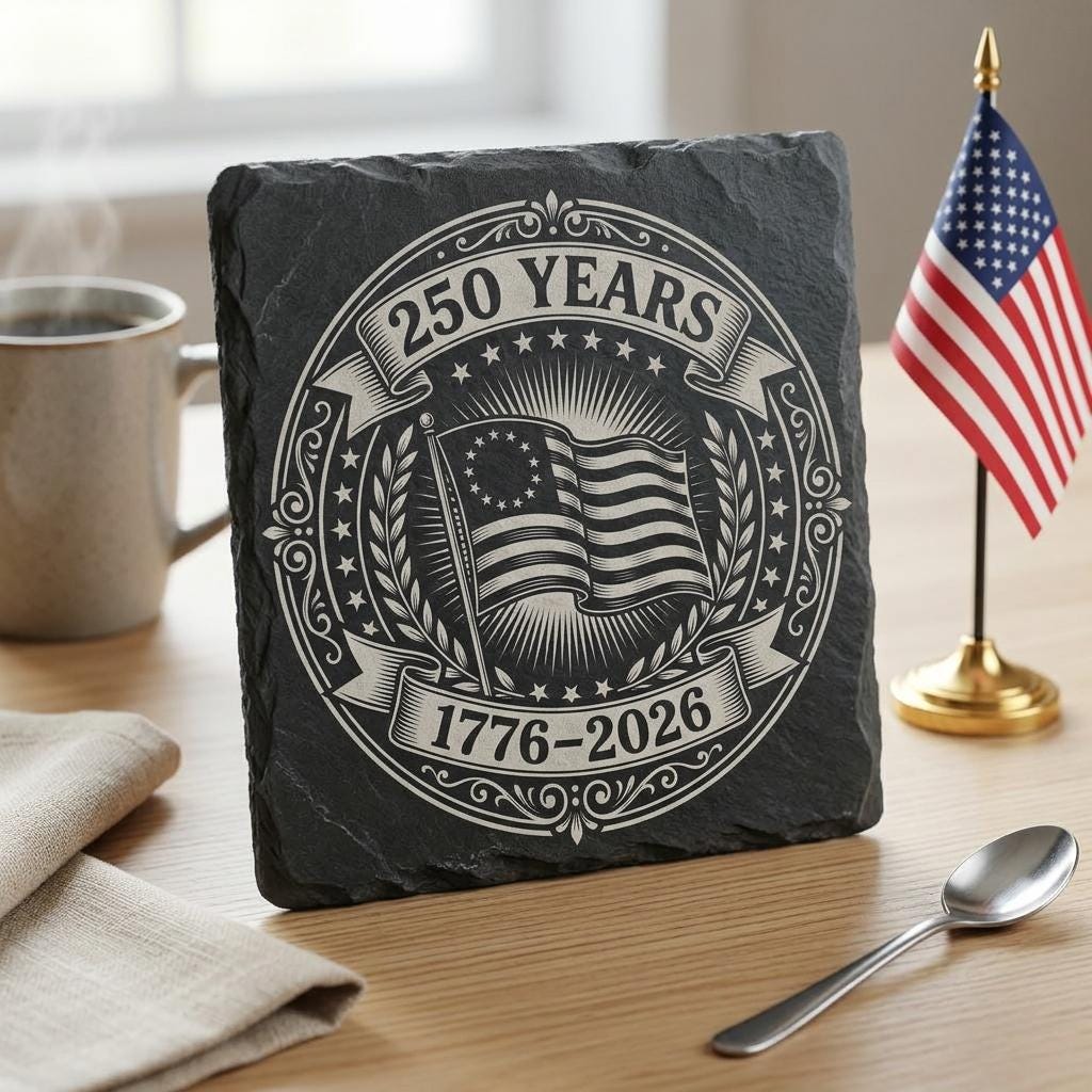 Gravure laser du 250e anniversaire des États-Unis, design patriotique de sous-verre en ardoise, 4 juillet – Image 6