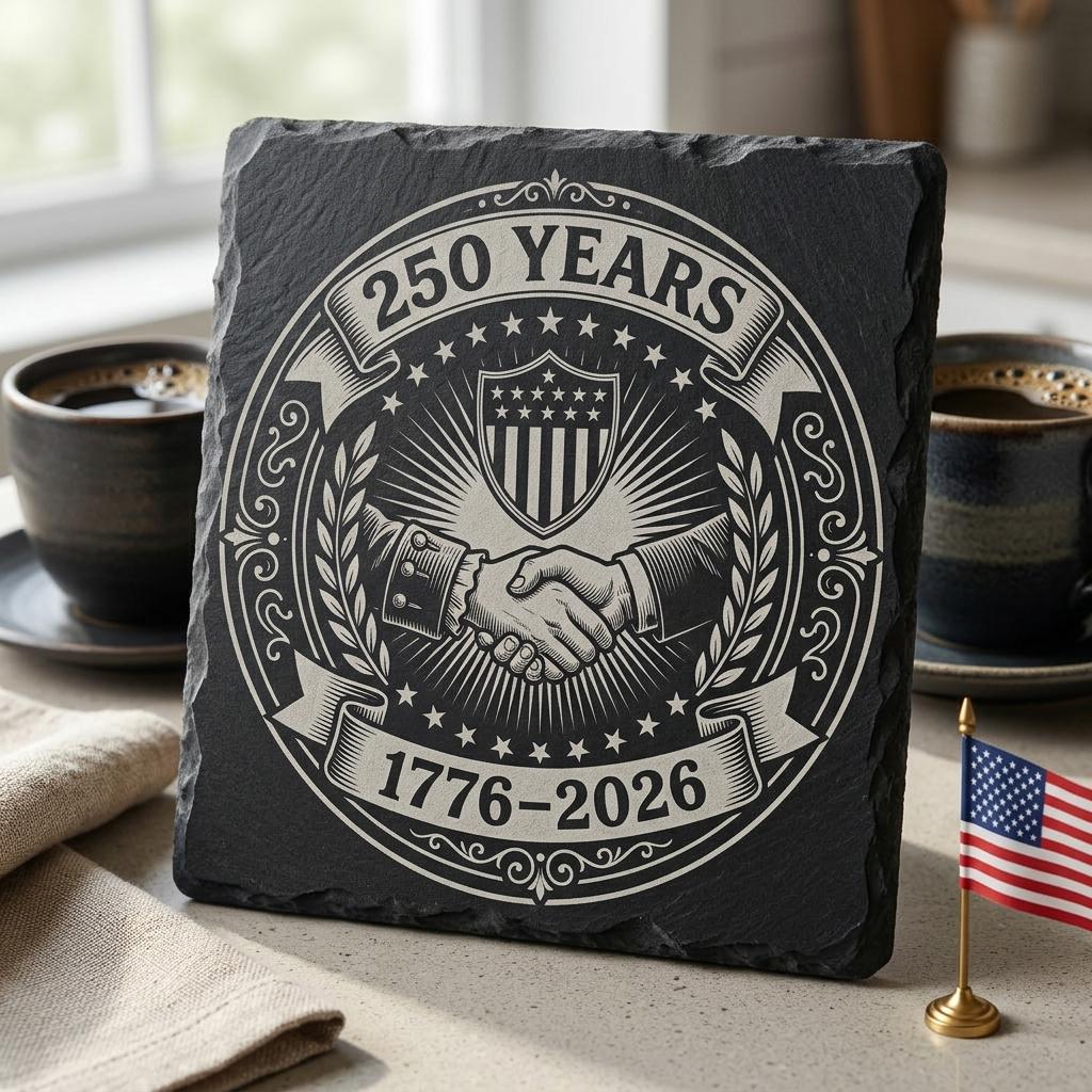 Gravure laser du 250e anniversaire des États-Unis, design patriotique de sous-verre en ardoise, 4 juillet – Image 8