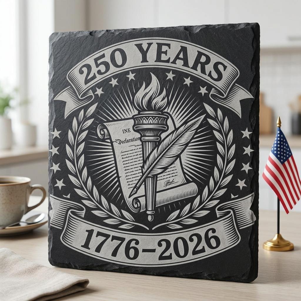Gravure laser du 250e anniversaire des États-Unis, design patriotique de sous-verre en ardoise, 4 juillet – Image 9