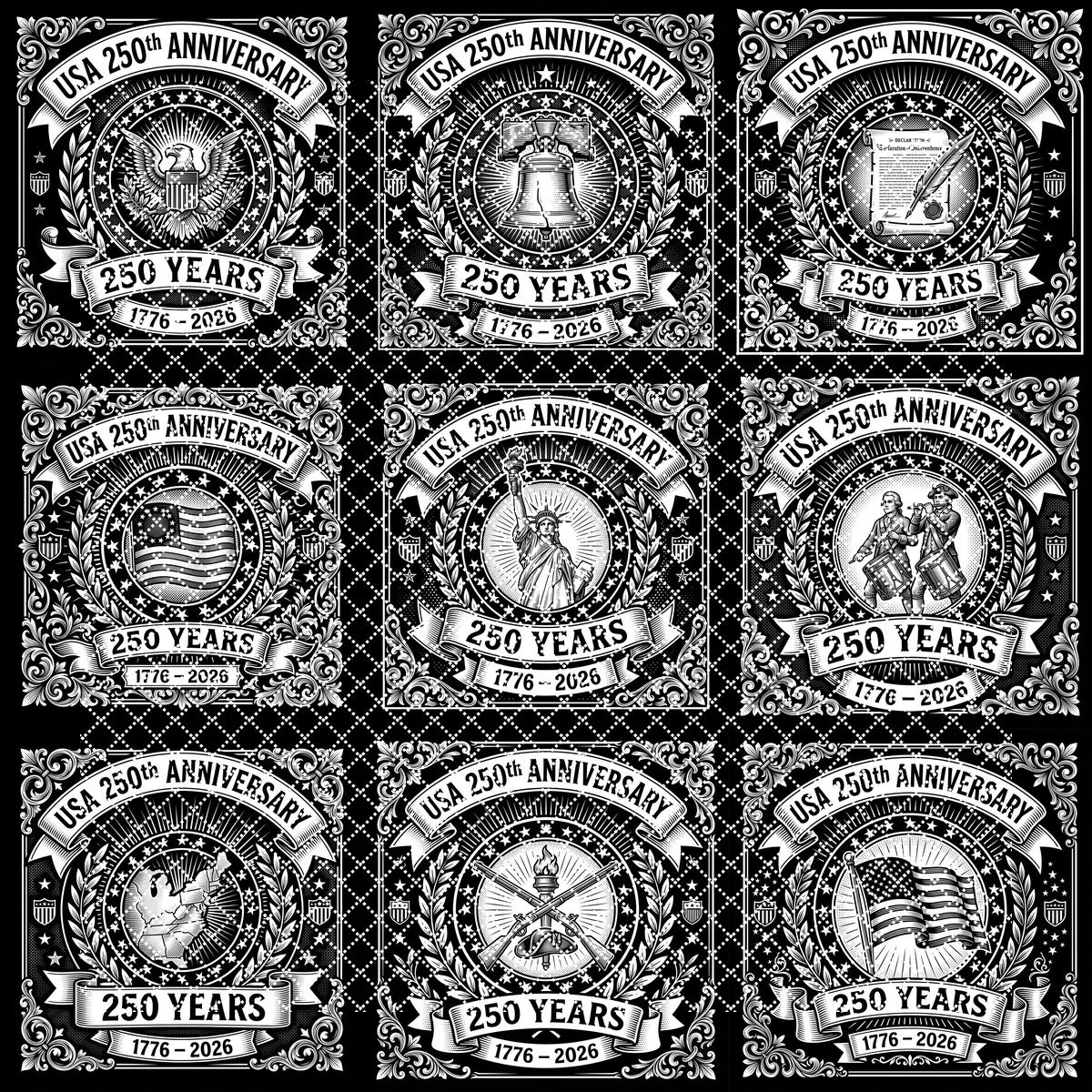 Pack PNG de gravures patriotiques du 250e anniversaire des États-Unis, sous-verres en ardoise – Image 10