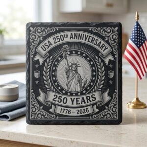 USA 250th Anniversary Patriotic Engraving, Slate Coaster PNG Bundle