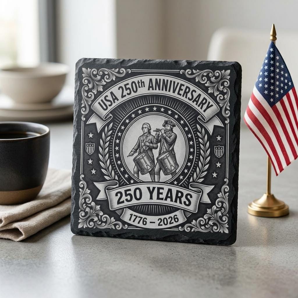 Pack PNG de gravures patriotiques du 250e anniversaire des États-Unis, sous-verres en ardoise – Image 7