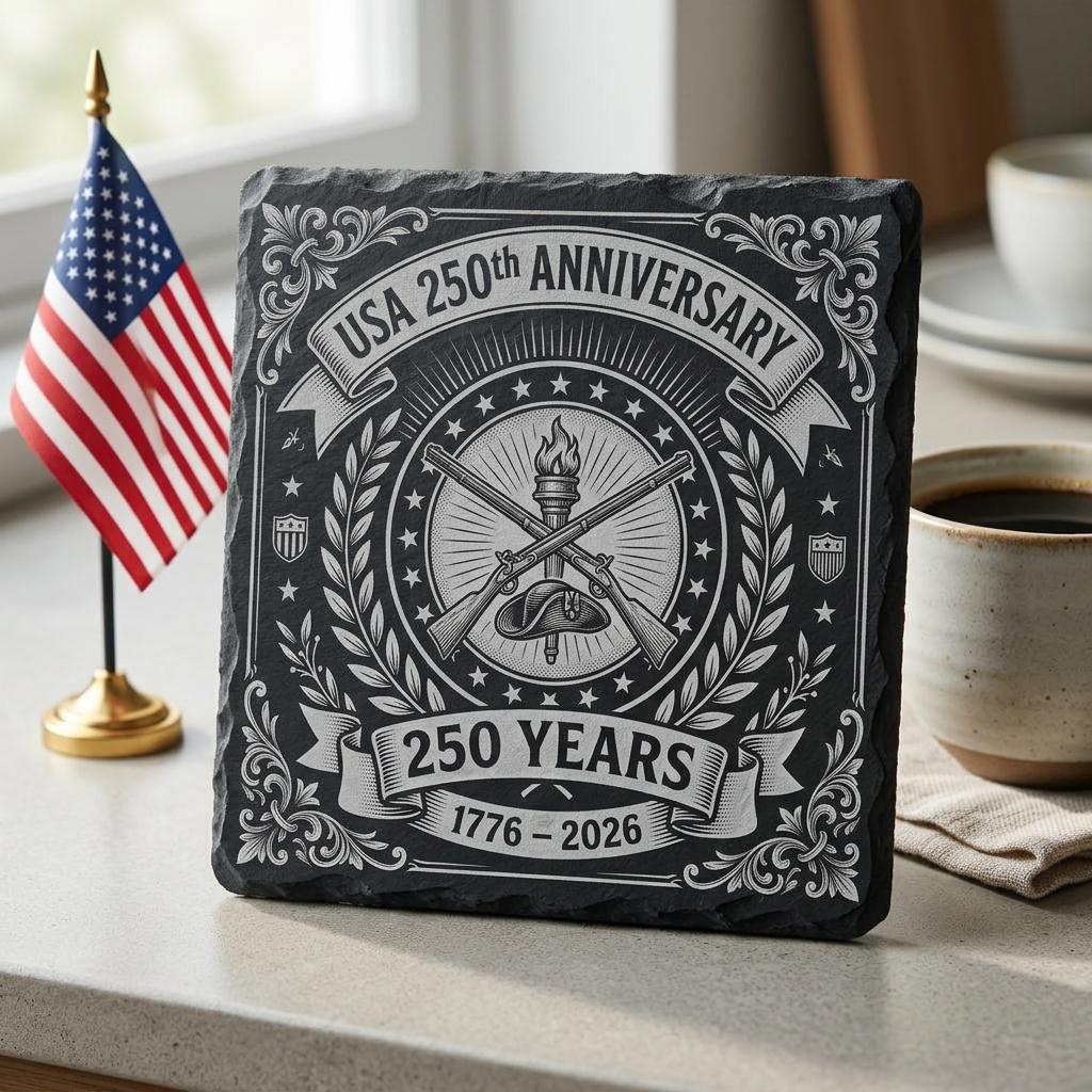 Pack PNG de gravures patriotiques du 250e anniversaire des États-Unis, sous-verres en ardoise – Image 9