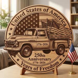 USA 250th PNG, 3D Illusion Laser Engraving, Rustic Americana Wood Decor Bundle
