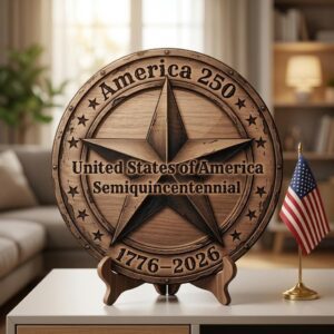 USA 250th PNG, 3D Illusion Laser Engraving, Rustic Americana Wood Decor Bundle