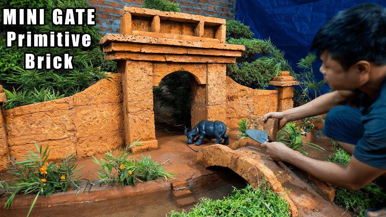 Building Mini Gate with 10,000-Year-Old Primitive Brick ! | X-Creation ...