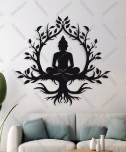 Buddha Baum Wandkunst – Laser Cut Holz Metall Digital Dateien