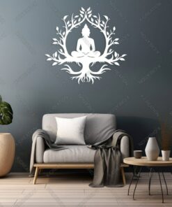 Buddha Baum Wandkunst – Laser Cut Holz Metall