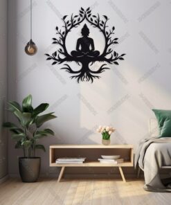 Buddha Baum Wandkunst – Laser Cut Holz Metall