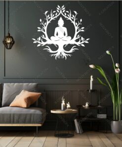 Buddha Baum Wandkunst – Laser Cut Holz Metall