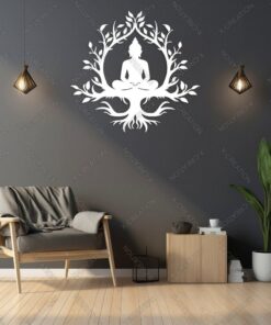 Buddha Baum Wandkunst – Laser Cut Holz Metall