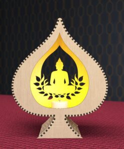 Buddha im Bodhi-Blatt Kerzenhalter – Laser-Schnitt Holz Download