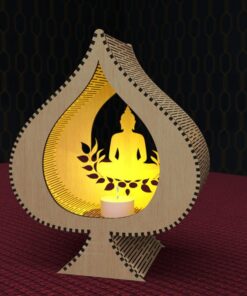 Buddha im Bodhi-Blatt Kerzenhalter – Laser-Schnitt Holz Download