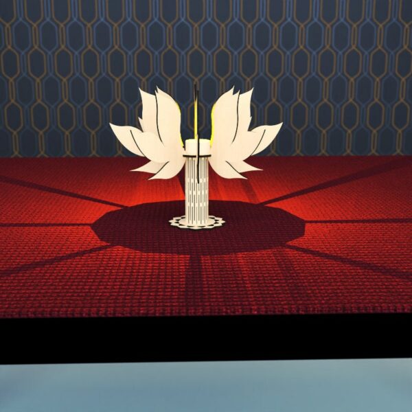 Candlestick Lotus laser cut, wooden candle holder Digital