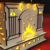 Christmas Fireplace Laser Cut File Candle Holder Lamp