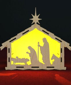 Weihnachtliche Krippe Kerzenhalter Laser Cut – Digital Download