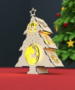 Fichier Découpe Laser Lanterne Arbre Noël, Support Bougie