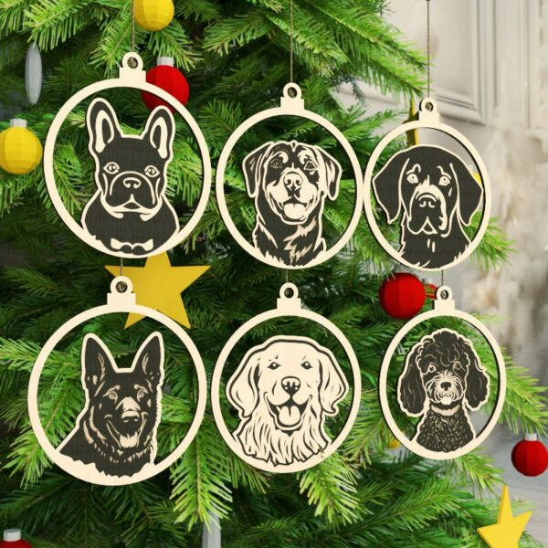 Dog Christmas Ornament Bundle Laser Cut File Top