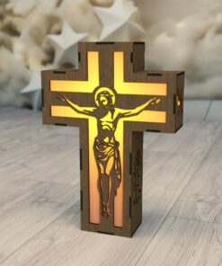 Jesus am Kreuz Lampe – Laser-Schnitt Kerzenhalter Download