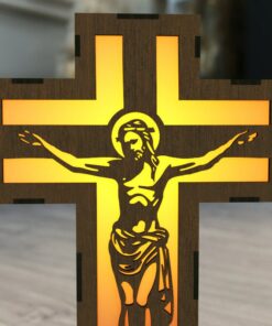 Jesus am Kreuz Lampe – Laser-Schnitt Kerzenhalter Download