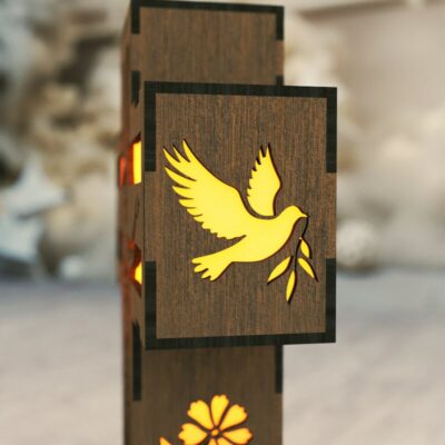 Jesus on the Cross Lamp Candle Holder Laser